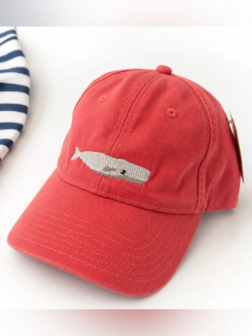 NWT Harding Lane White Whale Needlepoint Hat New England Red Adult OS
